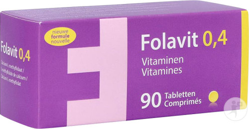 Folavit 0,4mg  Acide Folique Vitamines  90 Comprimés