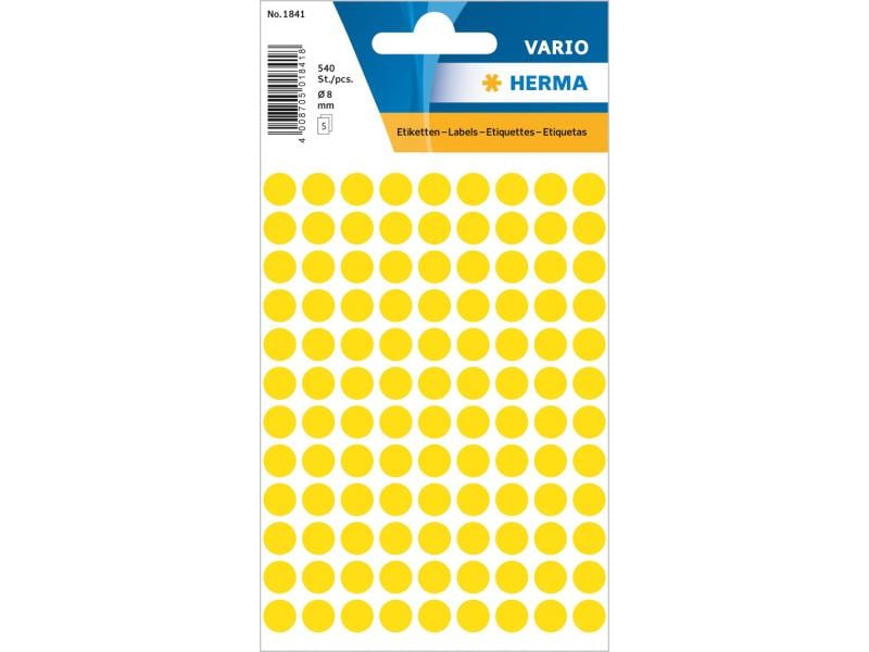 Herma Stickers Klebepunkte Vario Ø 8 mm, Gelb Markierungspunkte Sticker