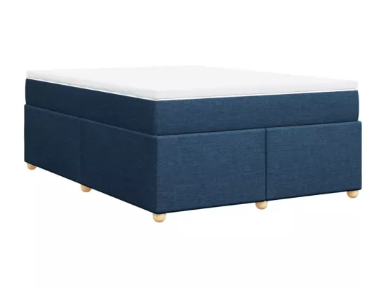 Sommier à lattes de lit avec matelas Bleu 160x200 cm Tissu