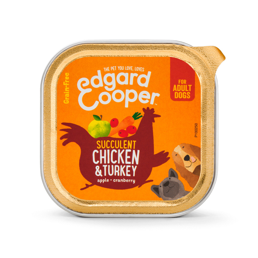 Ração para cães adultos Edgard & Cooper sabor frango e peru (em pote)