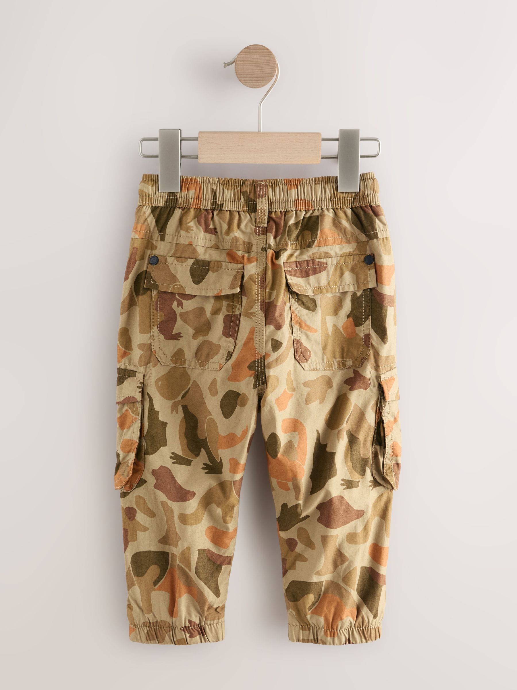 Kaki camouflage dino Print - Gevoerde cargobroek (3 mnd- 7 jr)