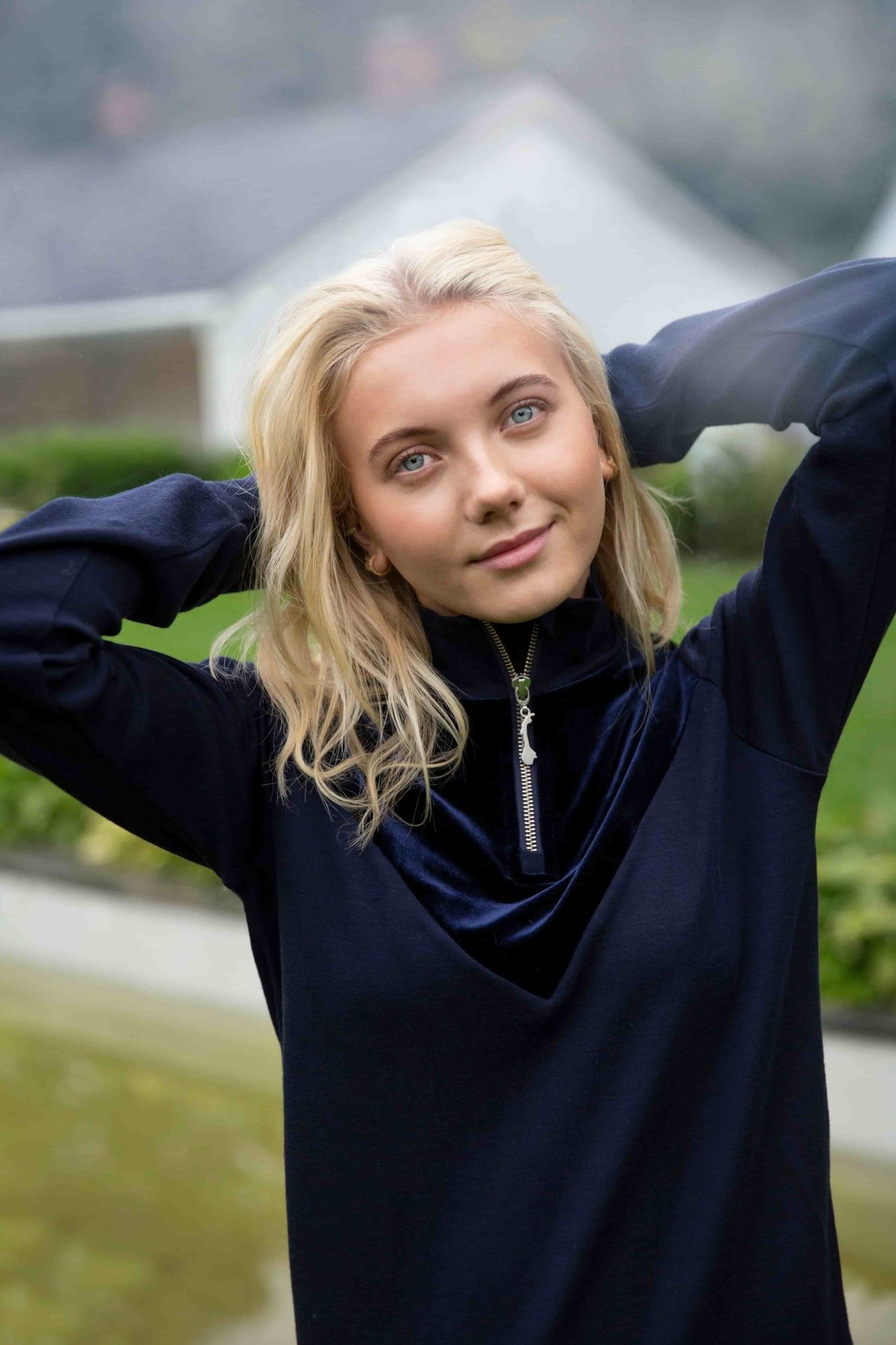 Sirdal Merino Half-Zip Jente Blue Ink