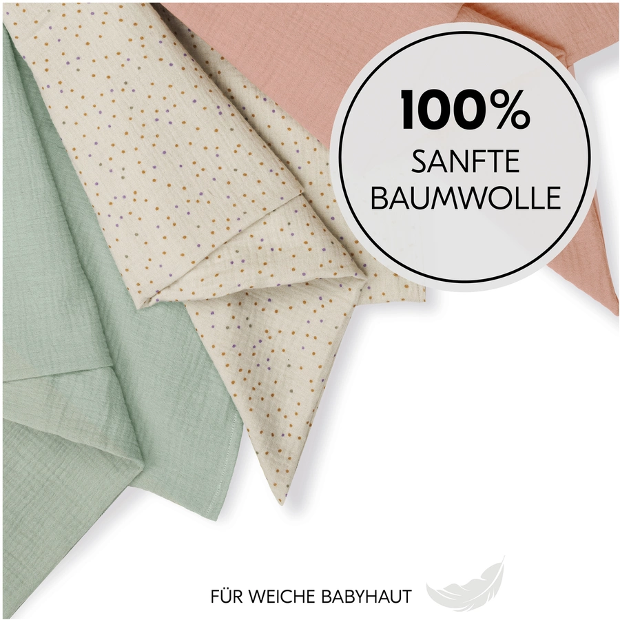 hauck Spucktücher Cuddle N Clean 3er Set SageBeige DotsCork