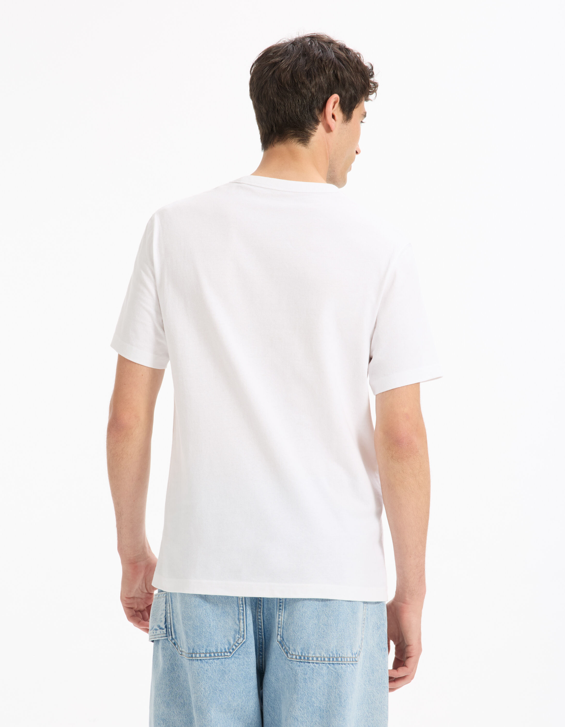 T-shirt boxy col rond 100% coton - blanc