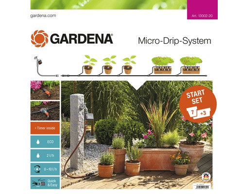 GARDENA Micro-Drip Start Set automatische bewateringsset voor bloempotten maat M (voor 7 bloempotten of 3 plantenbakken)