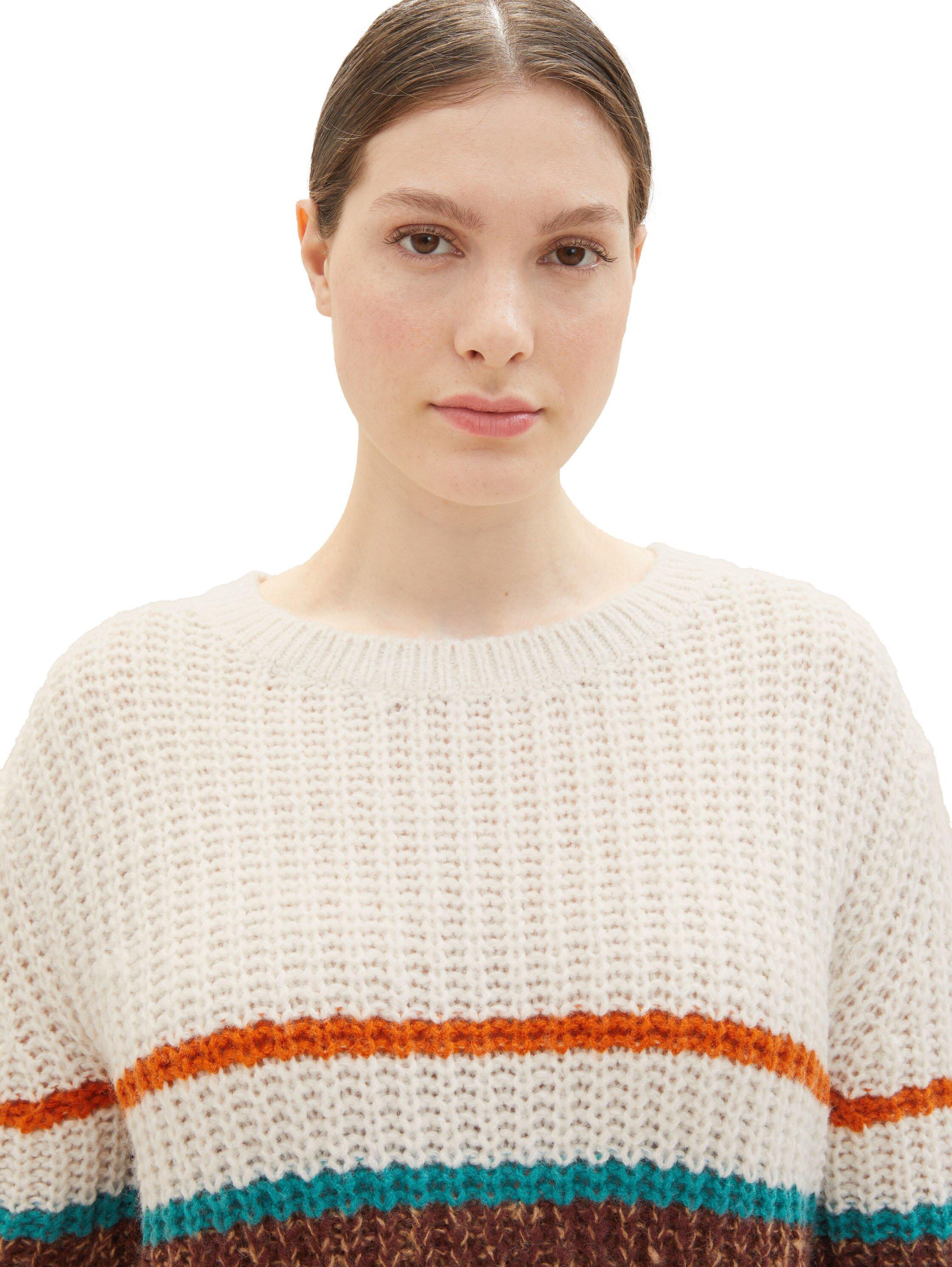 Gestreifter Strickpullover mit Wollanteil