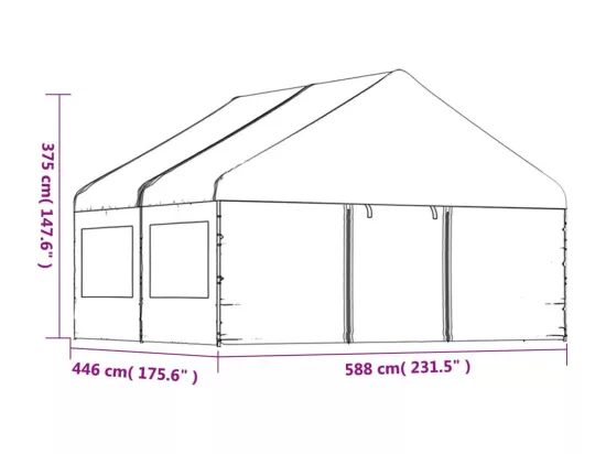 Belvédère avec toit blanc 4,46x5,88x3,75 m polyéthylène