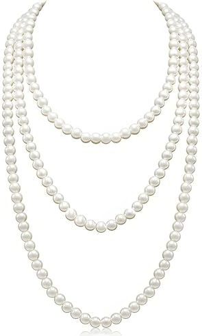 Jidyllic Lange parelketting, 150 cm faux parels parelkettingen jaren 20 accessoires lange parelkettingen voor vrouwen perfect voor speciale gelegenheden
