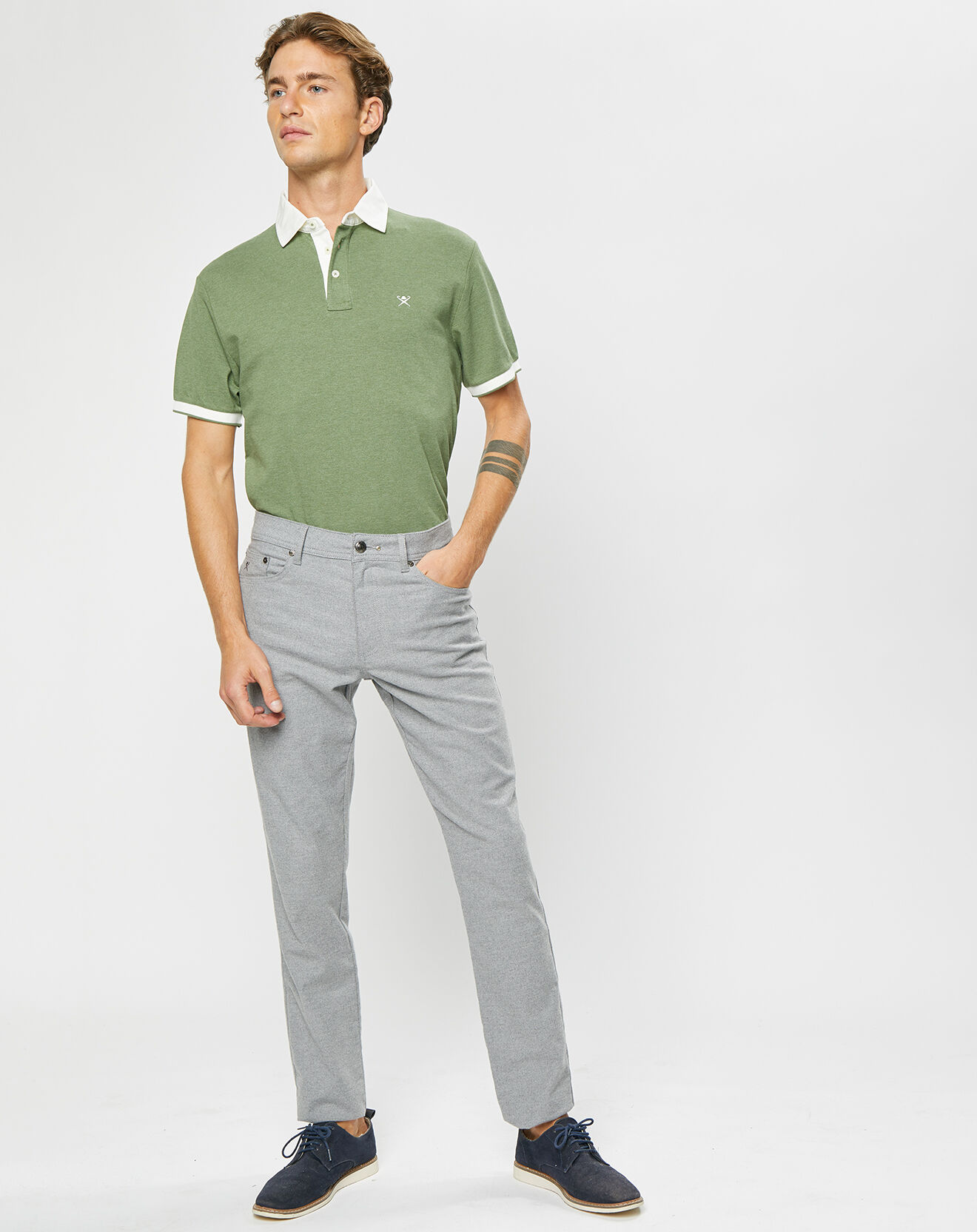 Hackett London Polo Classic Fit Piqué Brand kaki