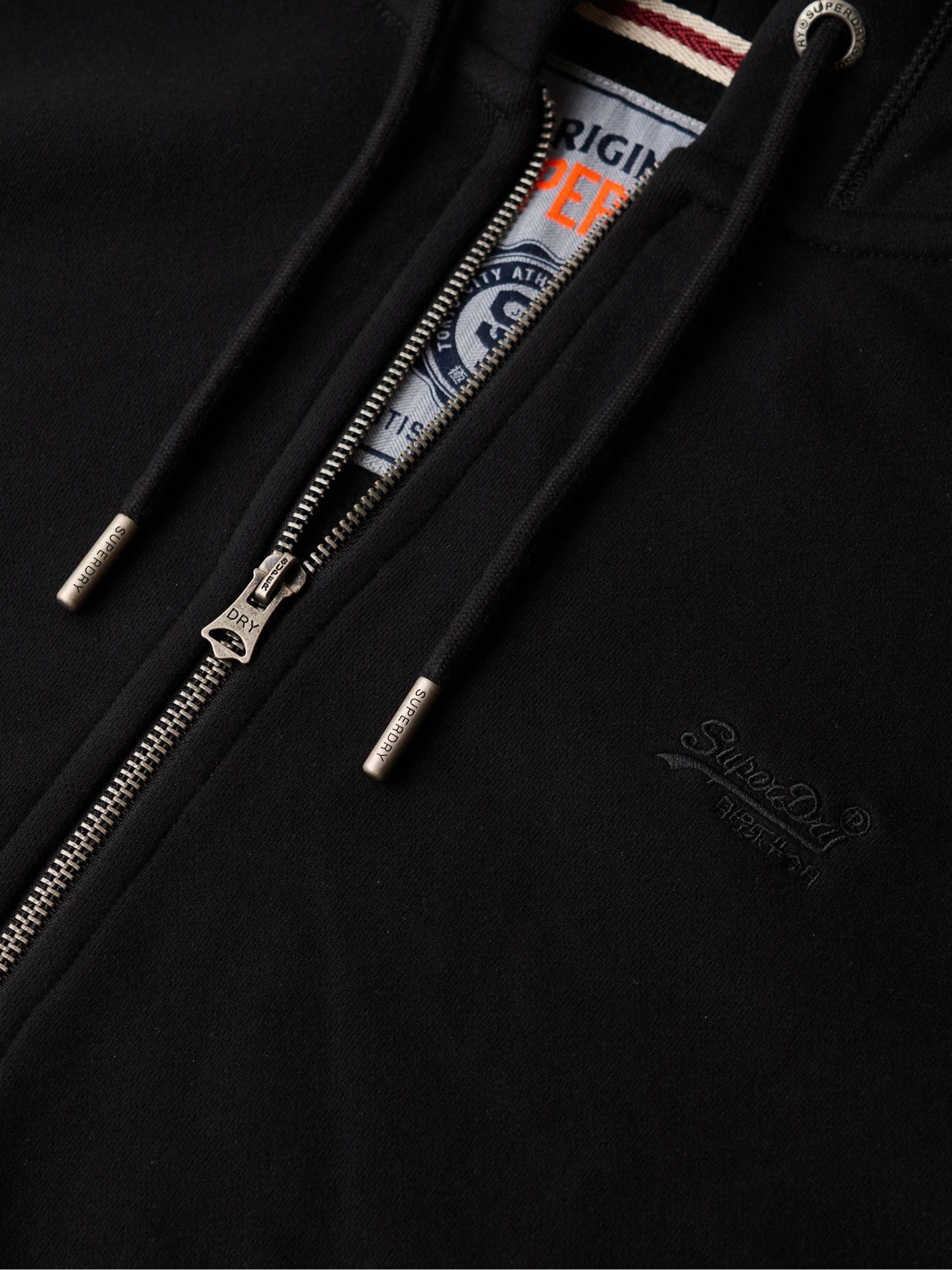 Zwart - Superdry Essential hoodie met logo en halve rits met geborstelde voering