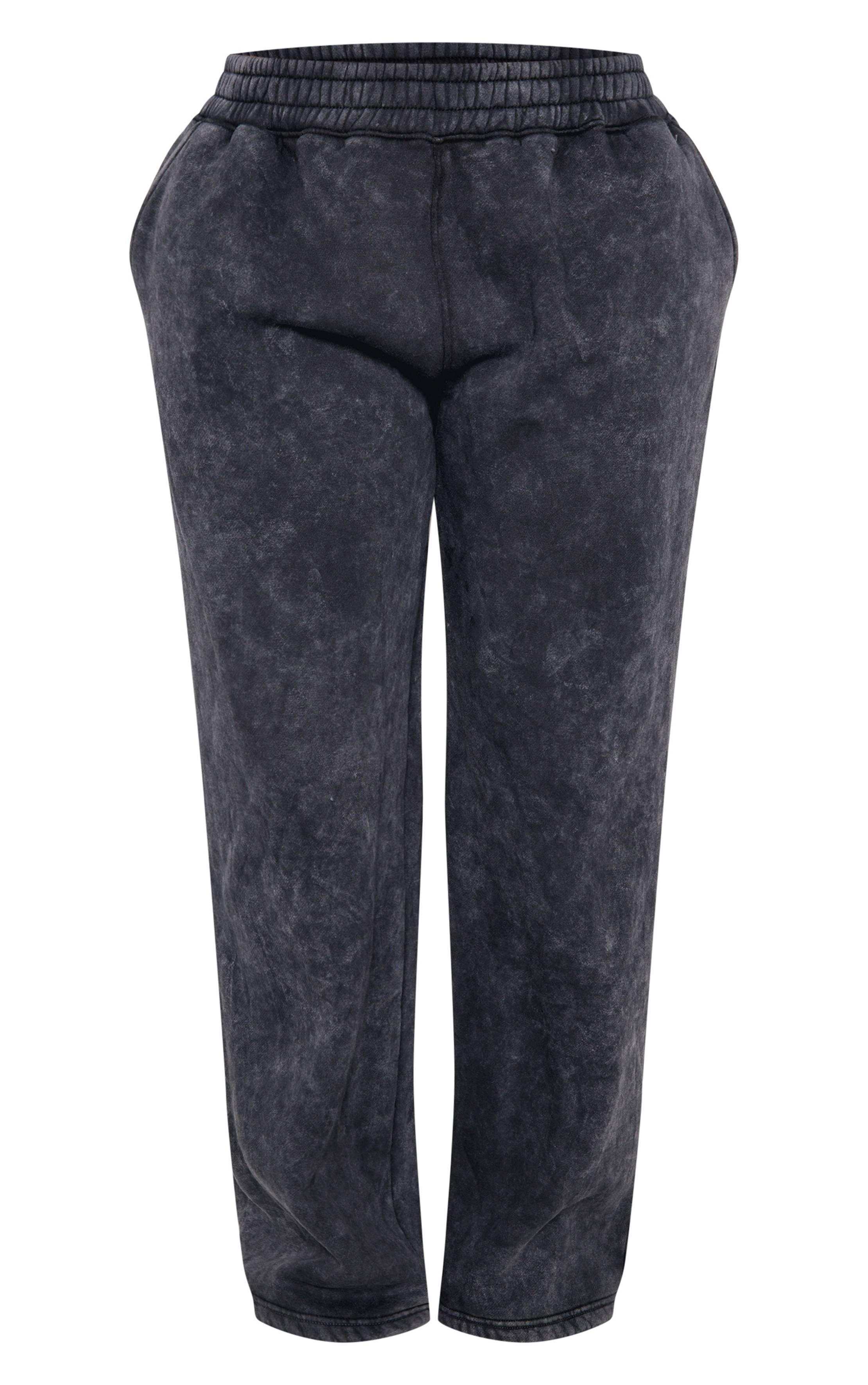 Noir Délavé Prettylittlething Shape Jogging Large À Jambes Évasées