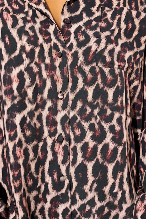Schlafanzug, Zweiteiler, Leoprint, Boxy Shape, lange Hose