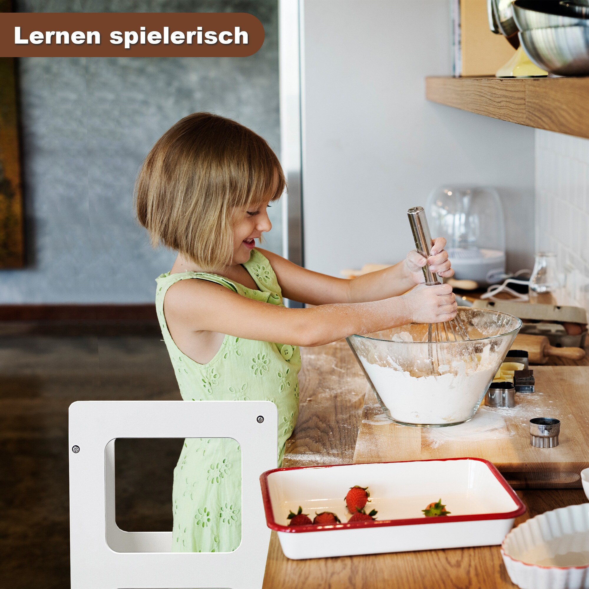 Baby Vivo Lernturm aus Holz - Mit Tafel in Weiß