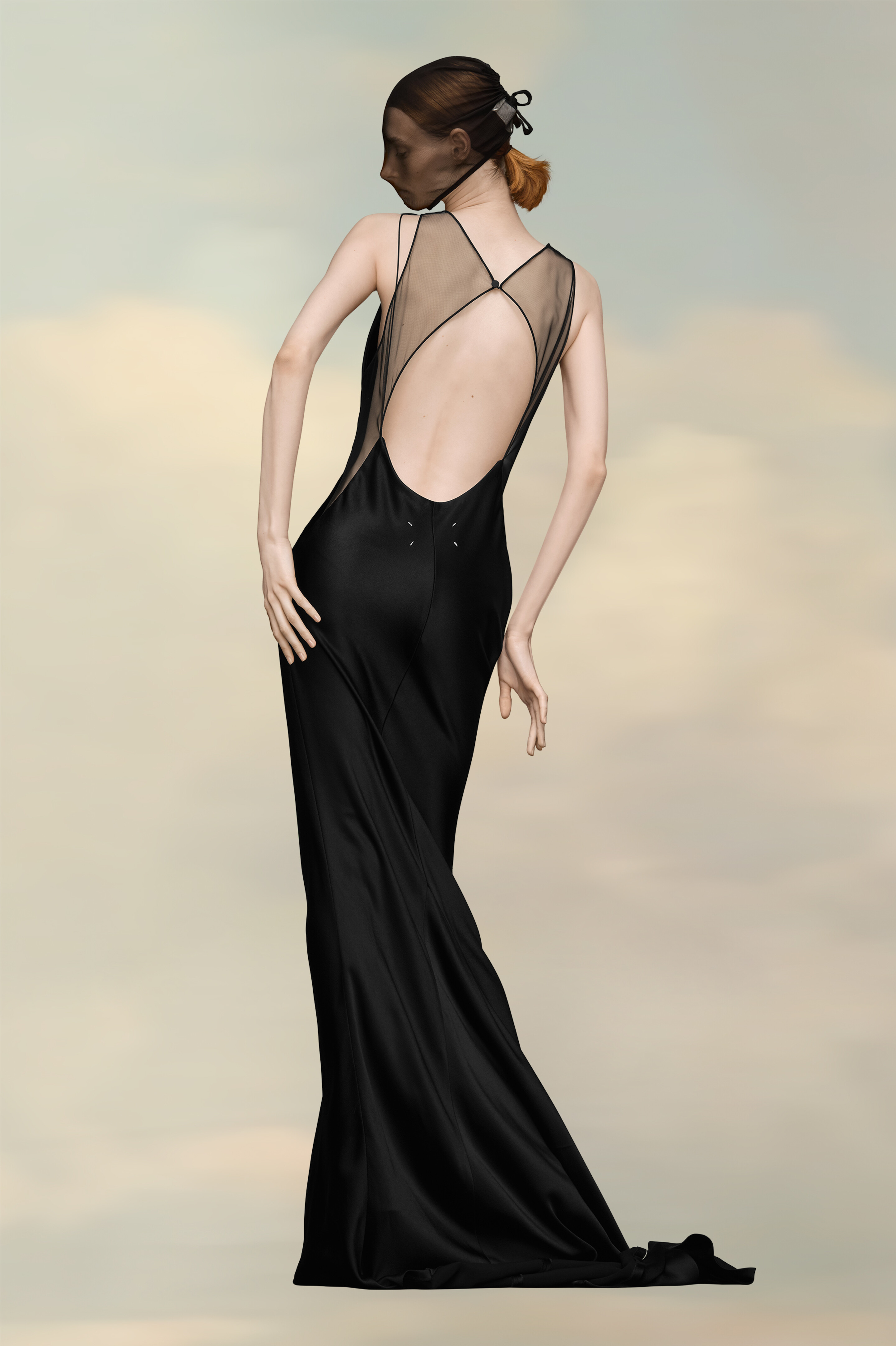 Robe longue en satin noir Noir