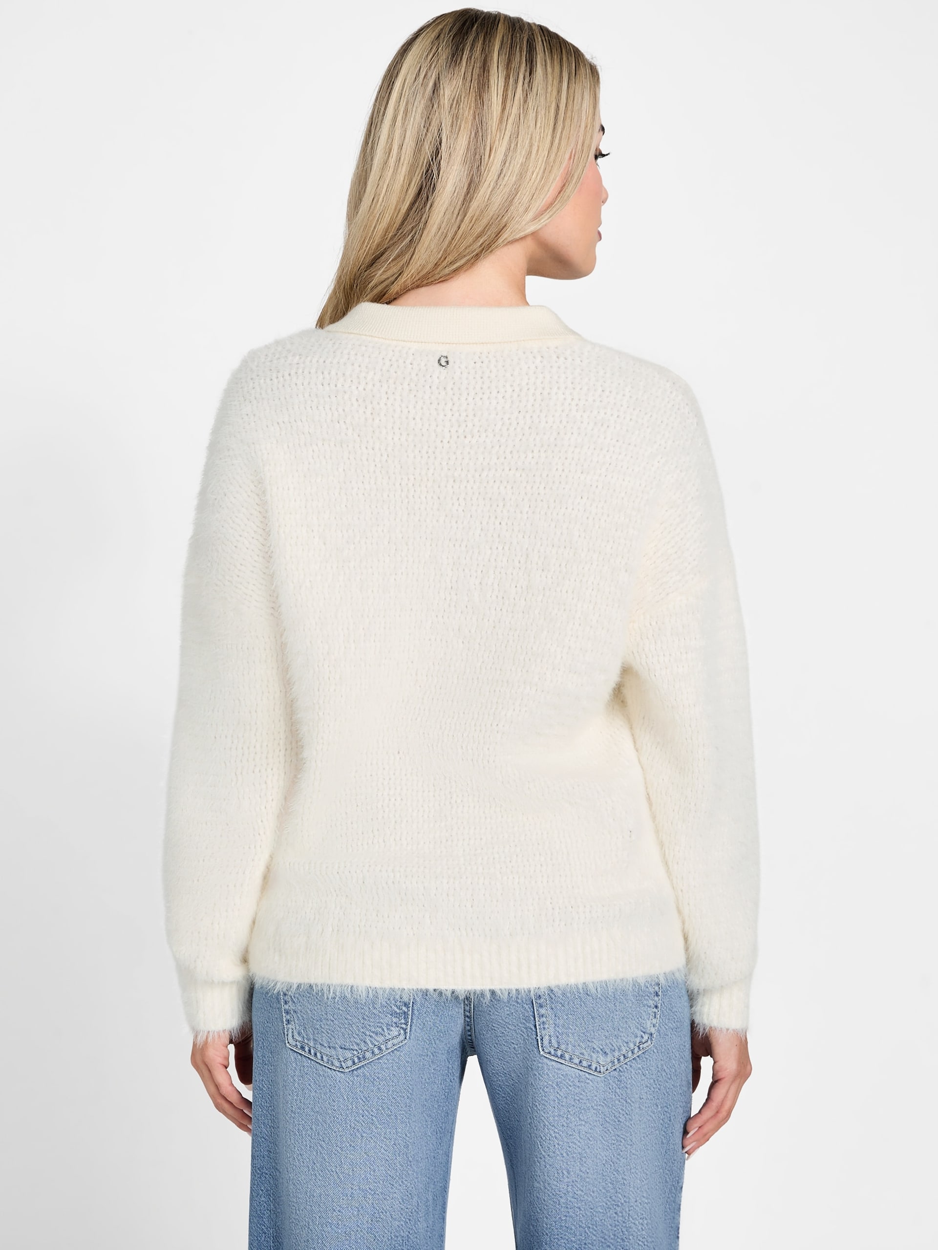 Suéter polo Seema Fuzzy-Knit