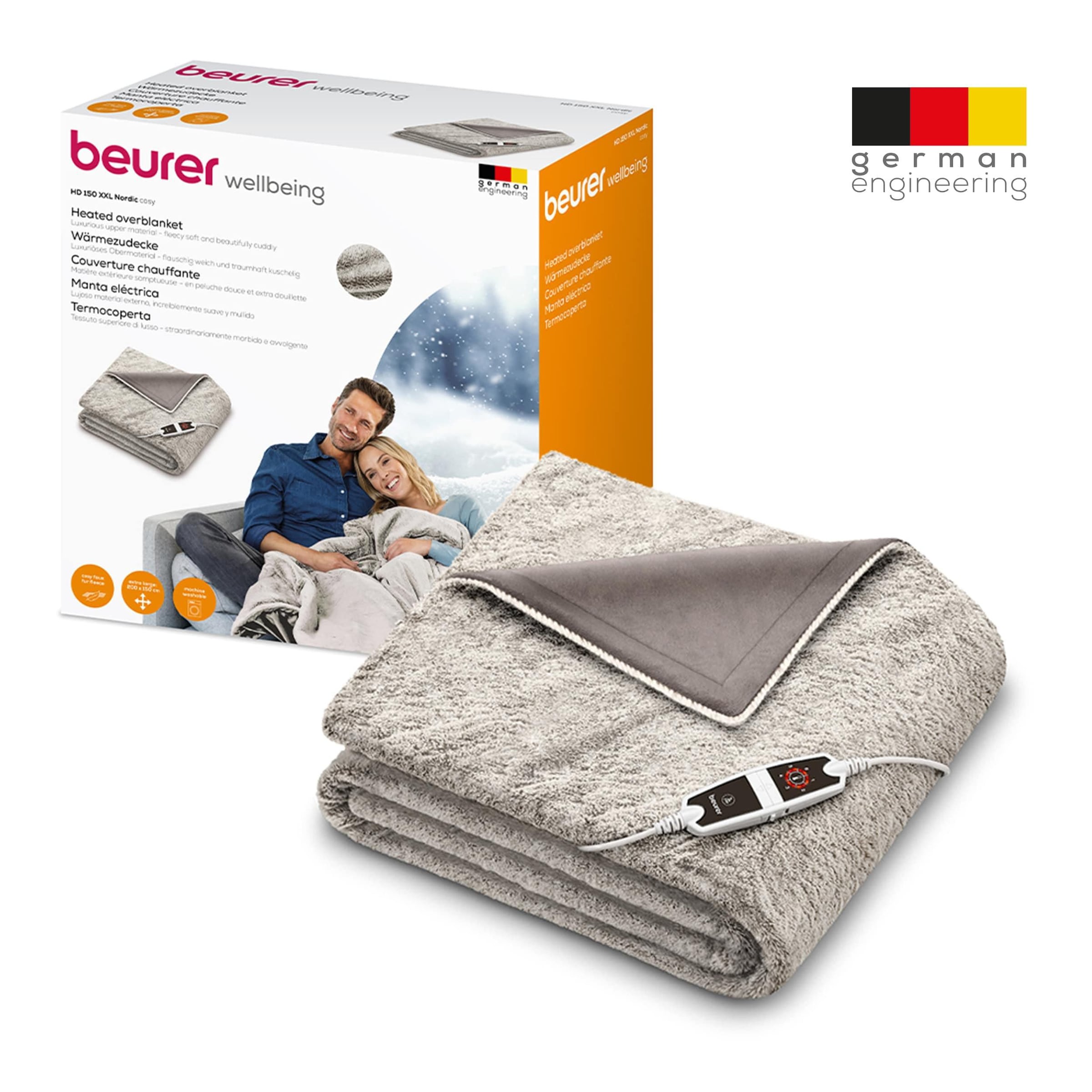 BEURER Heizdecke »HD 150 taupe XXL, elektrische Wärmedecke zum Einkuscheln« 6 Temperaturstufen, kuscheliges Material, maschinenwaschbar
