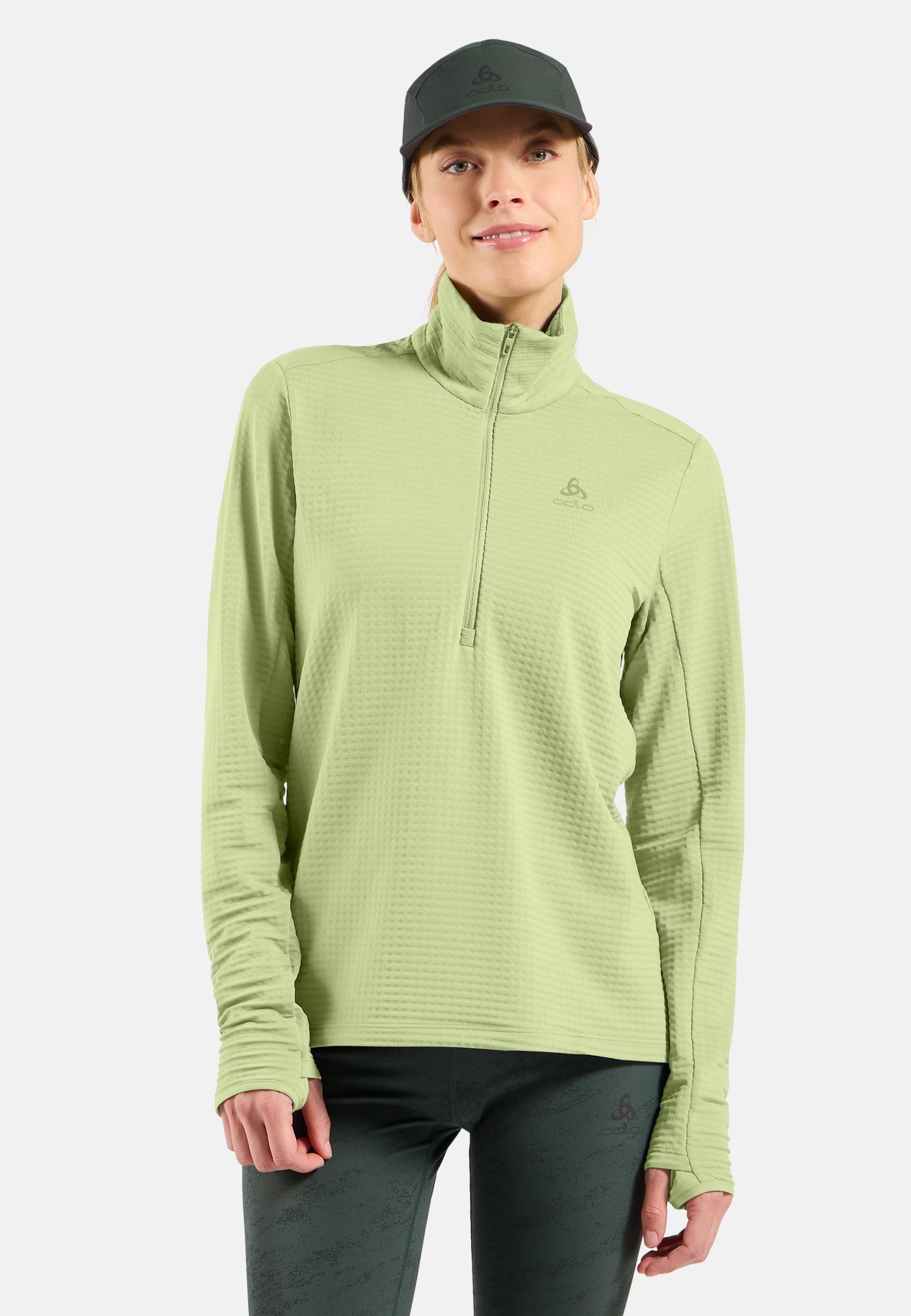 Essentials Thermal Laufshirt mit Halbreissverschluss in shadow lime