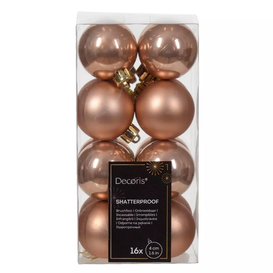 Lot de 16 boules de Noël (D40 mm) Alpine Rose pétillant
