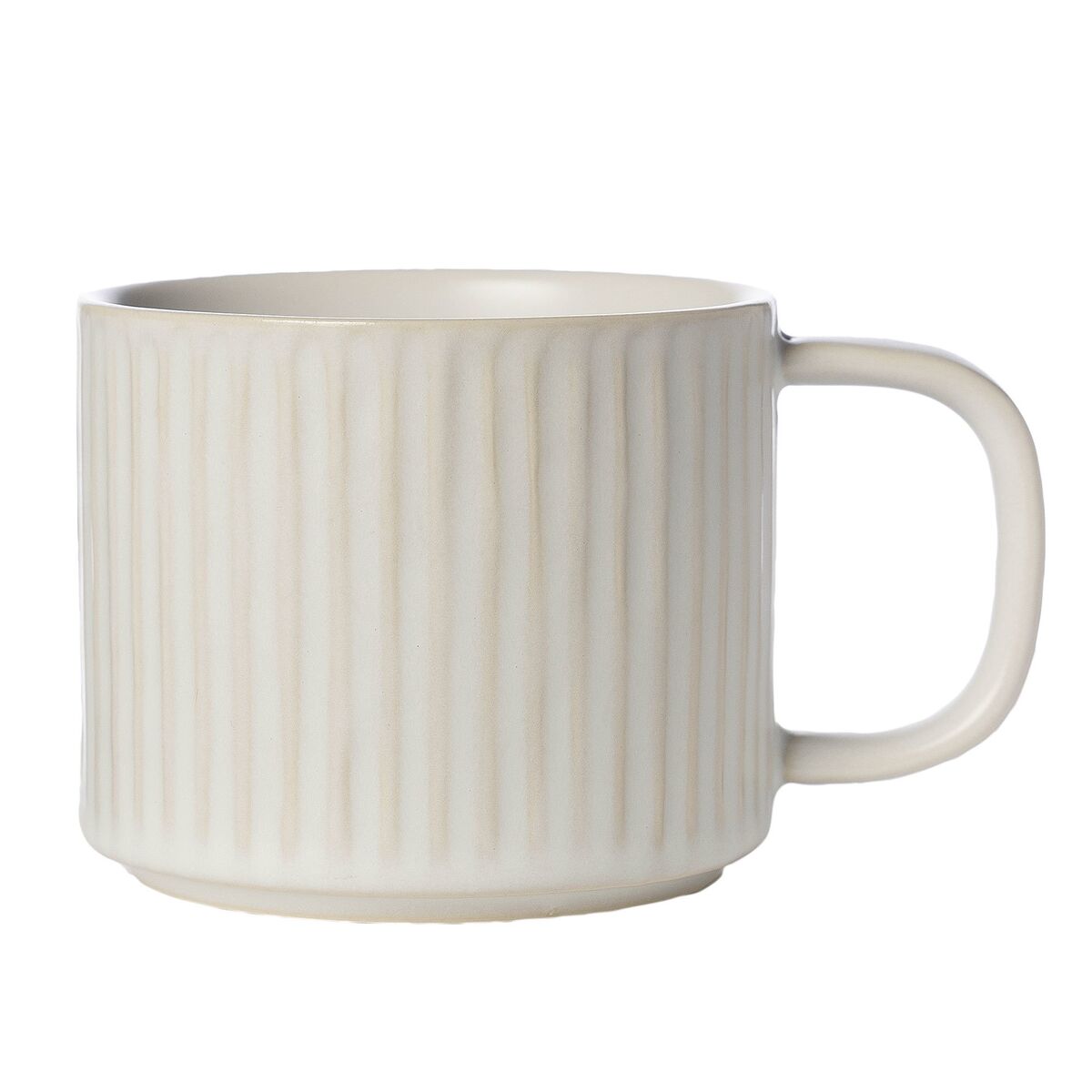 Tekopp riflet 9,5 cm, naturhvit