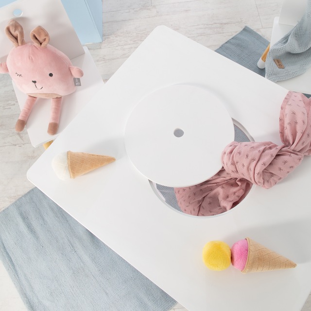roba® Kindersitzgruppe »Sitzgruppe mit Aufbewahrungsnetz, weiss« aus Holz