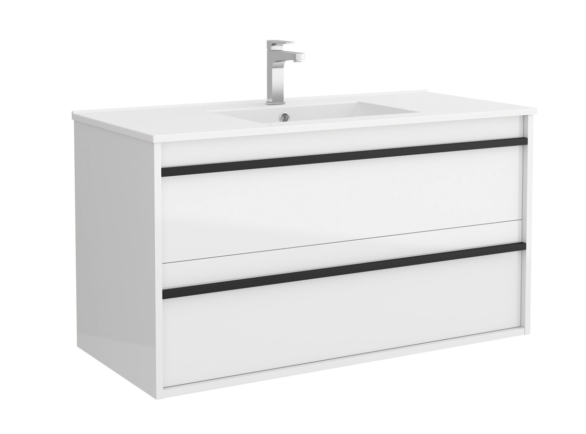 Muebles Resh Badkamermeubel 100cm 1 kraangat hoogglans wit