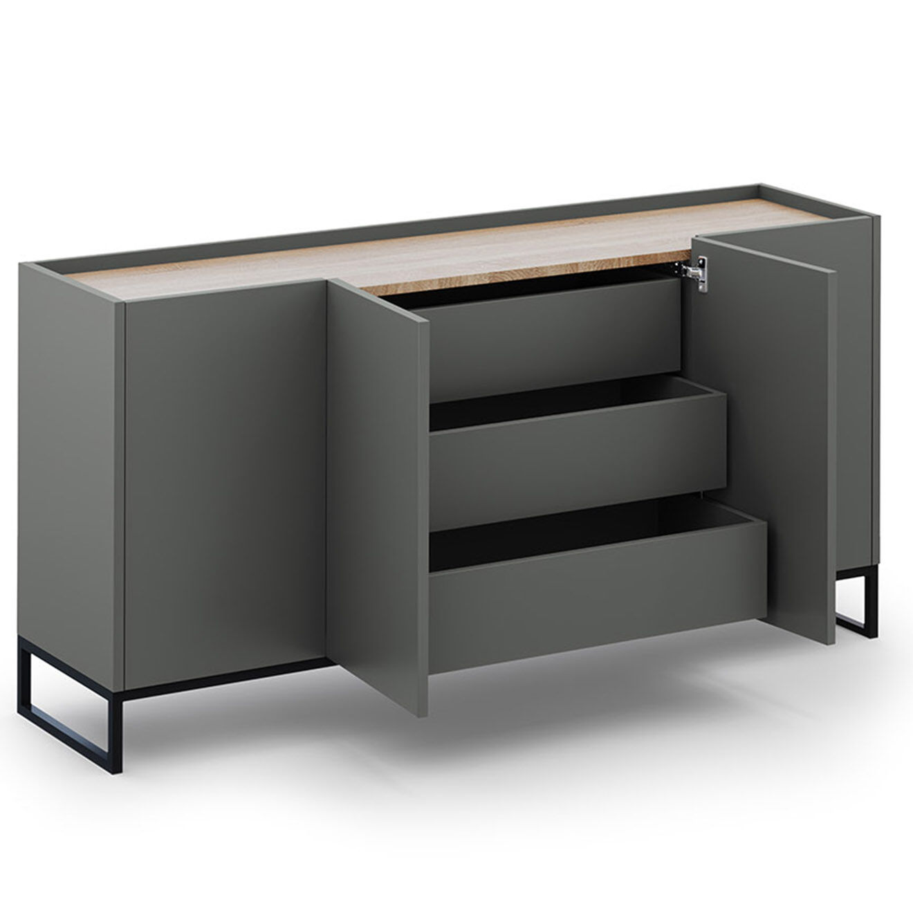 Windsor & Co Buffet Helene gris/chêne naturel - 160x40x80 cm