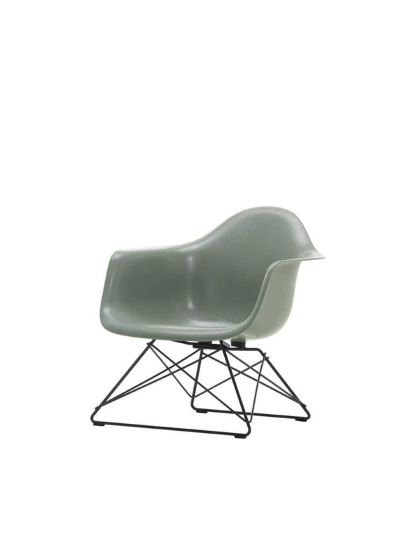 Vitra Eames LAR Fiberglass loungestoel zwart, elephant hide grey