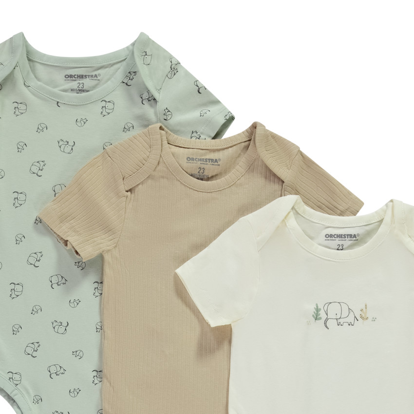 Lot de 5 bodies manches courtes fantaisie pour bébé