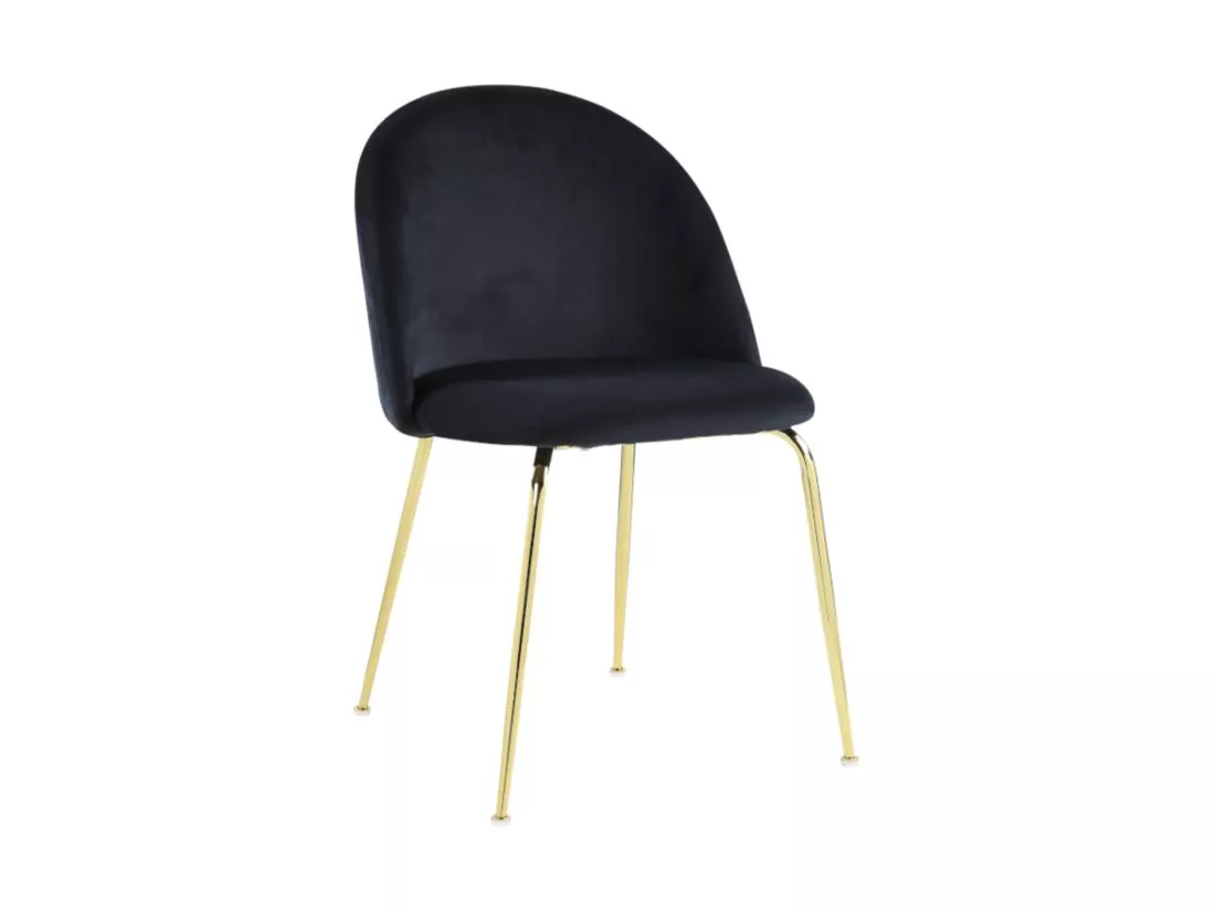 Lot de 2 chaises - Velours et acier inoxydable doré - Noir - MELBOURNE