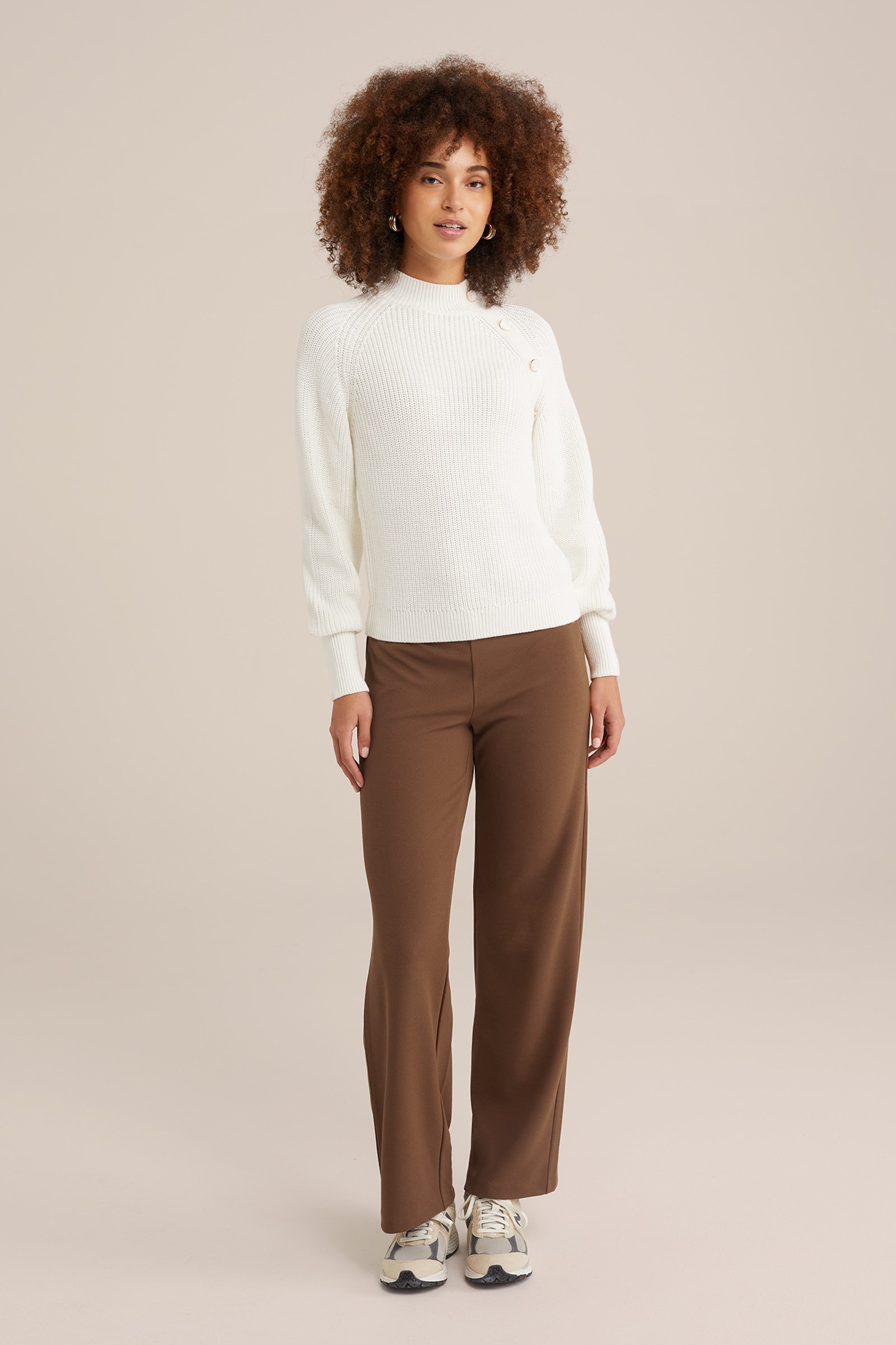 wide leg pantalon WE Fashion Kaneelbruin