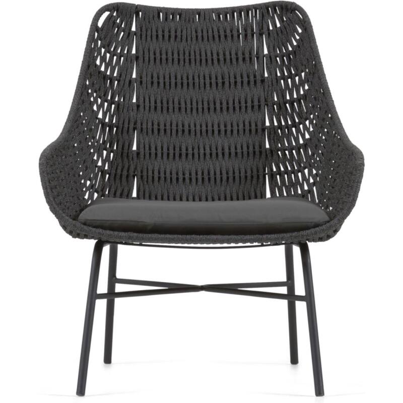 Fauteuil Abeli - corde - pied acier noir