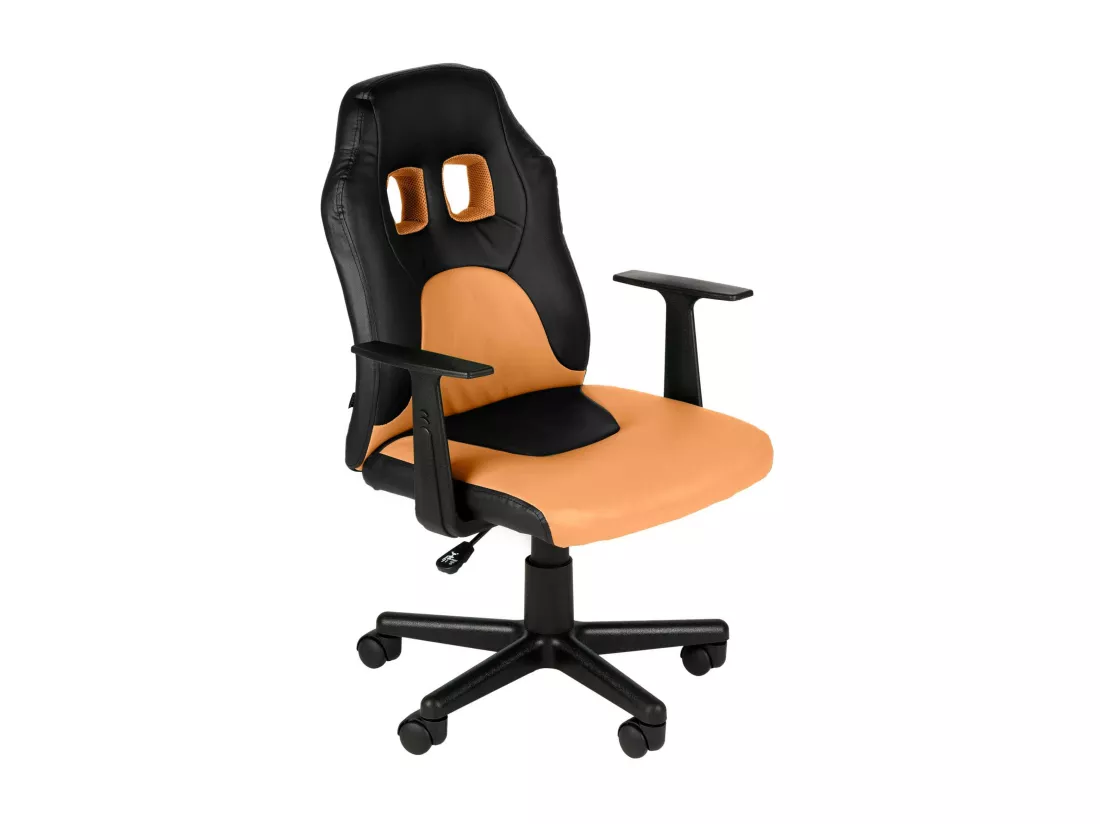 Fauteuil de bureau - Similicuir & Plastique - Noir / Orange - Fun