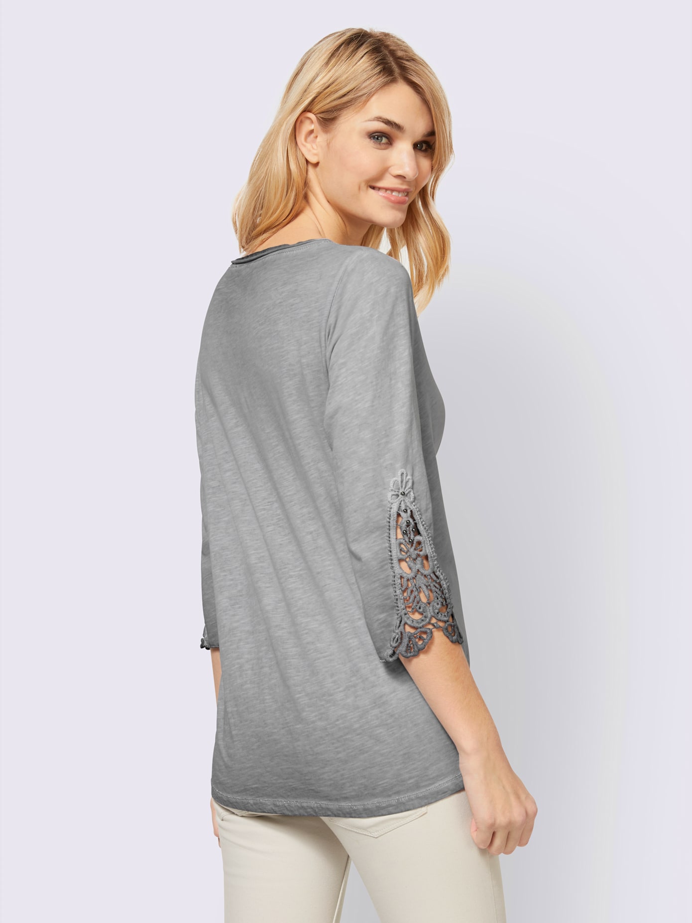 T-shirt empiècement en dentelle