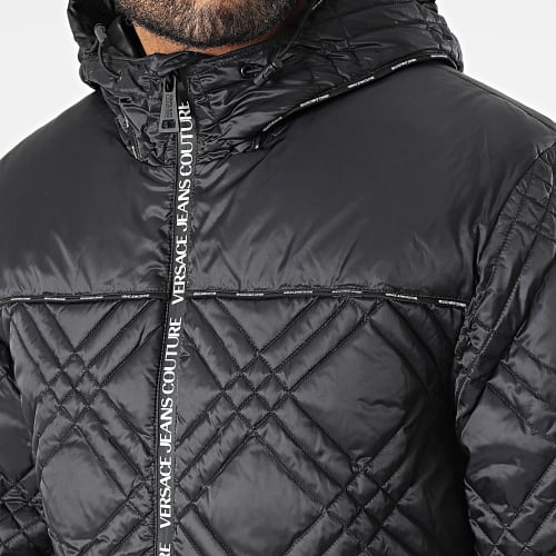 Doudoune Capuche Logo Piping 75GAUD03 Noir