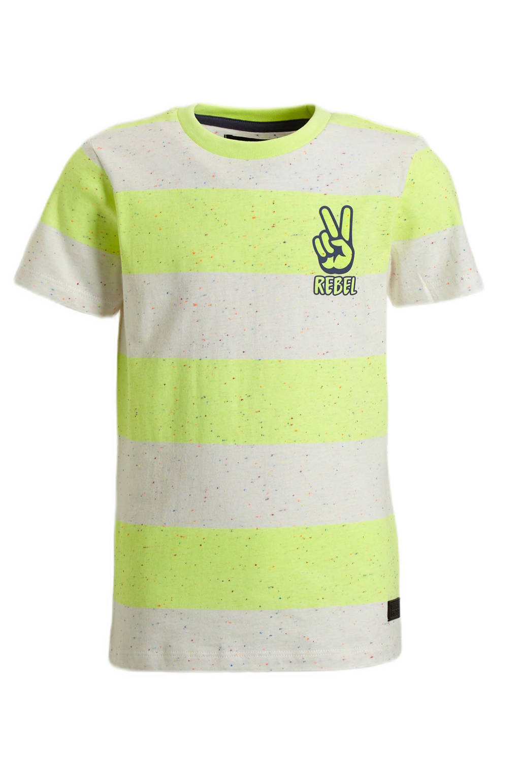 Orange Stars gestreepte T-shirt Pepijn geel/wit