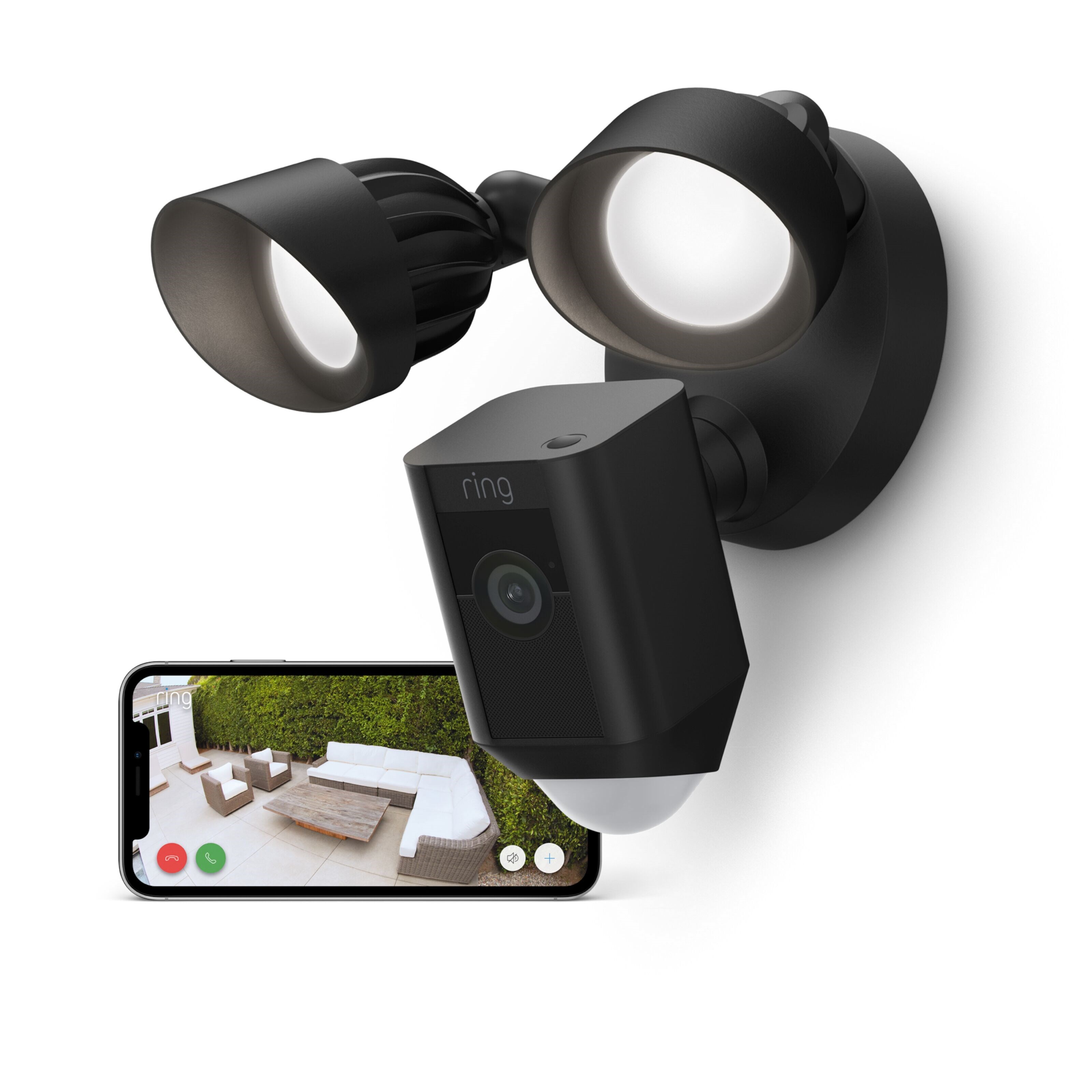 Ring Floodlight Cam Wired Plus Svart