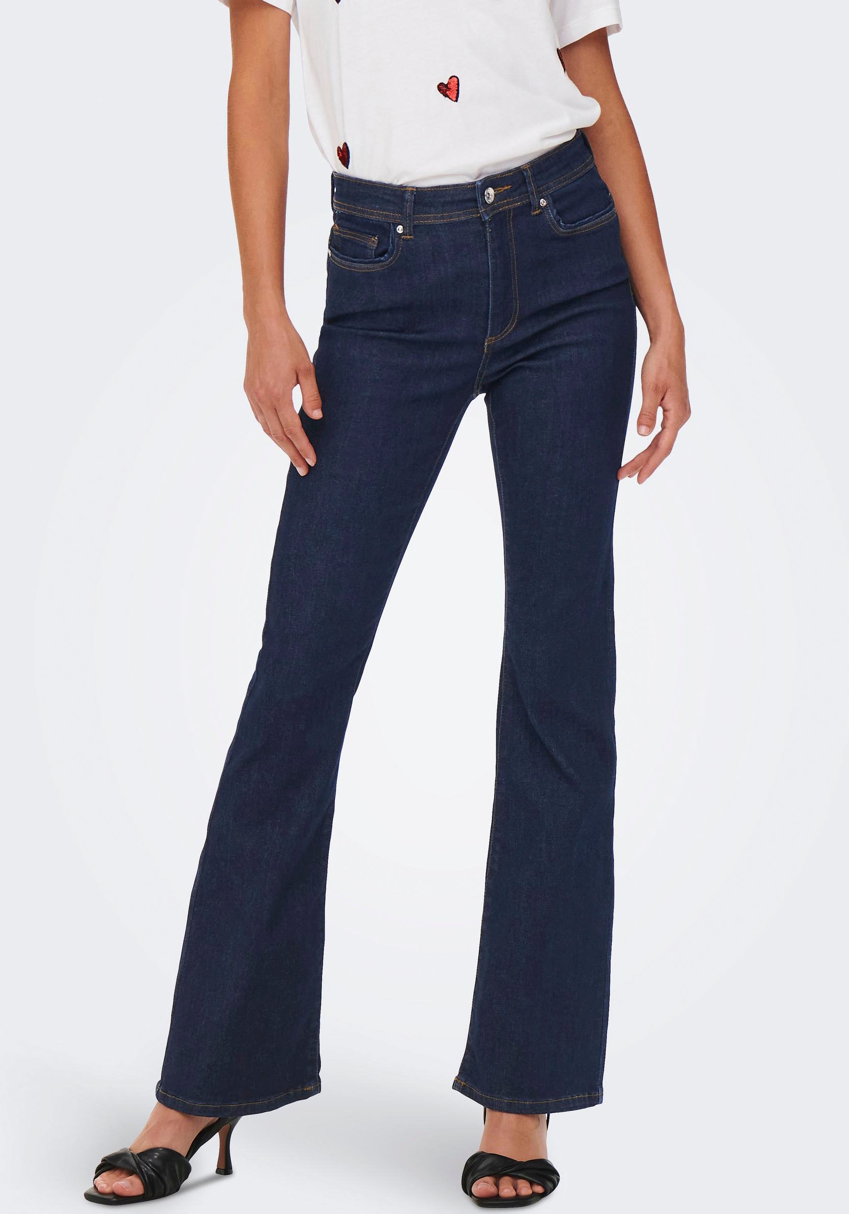ONLY Bootcut-Jeans »ONLWAUW LIFE HW FLARED RINSE DNM«, mit Stretch