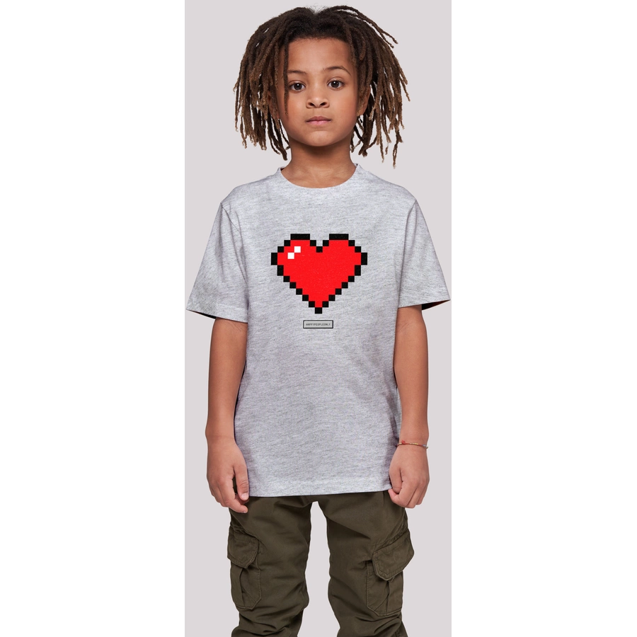 F4NT4STIC T-Shirt Pixel Herz Good Vibes Happy People heather grey