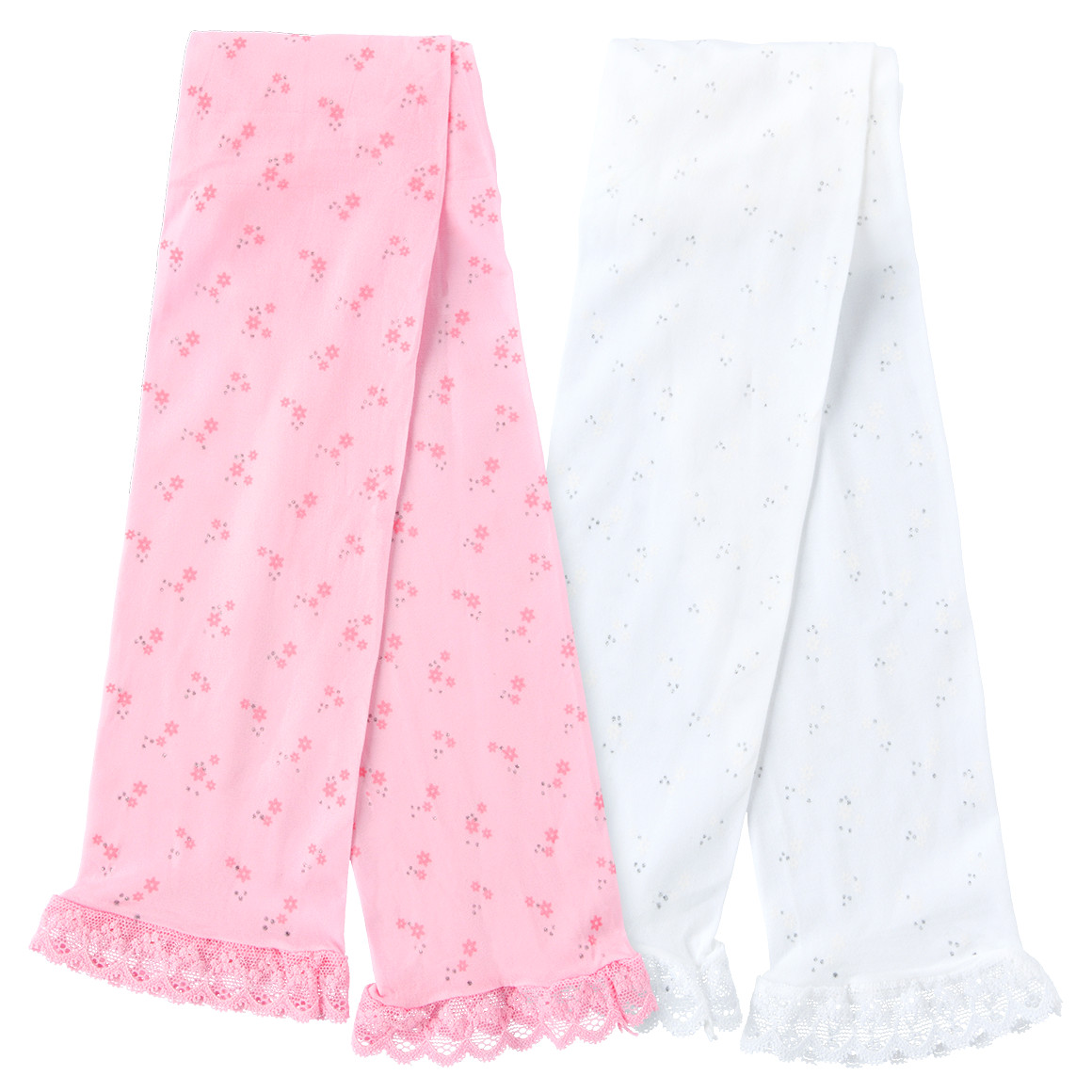 Topolino 2 Mädchen Capri-Leggings mit Spitze weiss / rosa