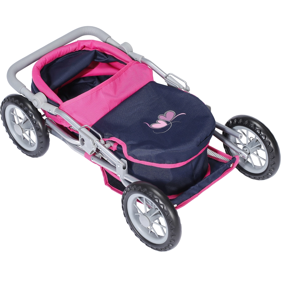 knorr toys® Puppenwagen First - flying hearts blue pink blau