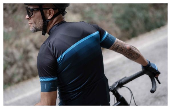 Maillot Manches Courtes Velo Rogelli Hero II - Homme - Bleu/Noir