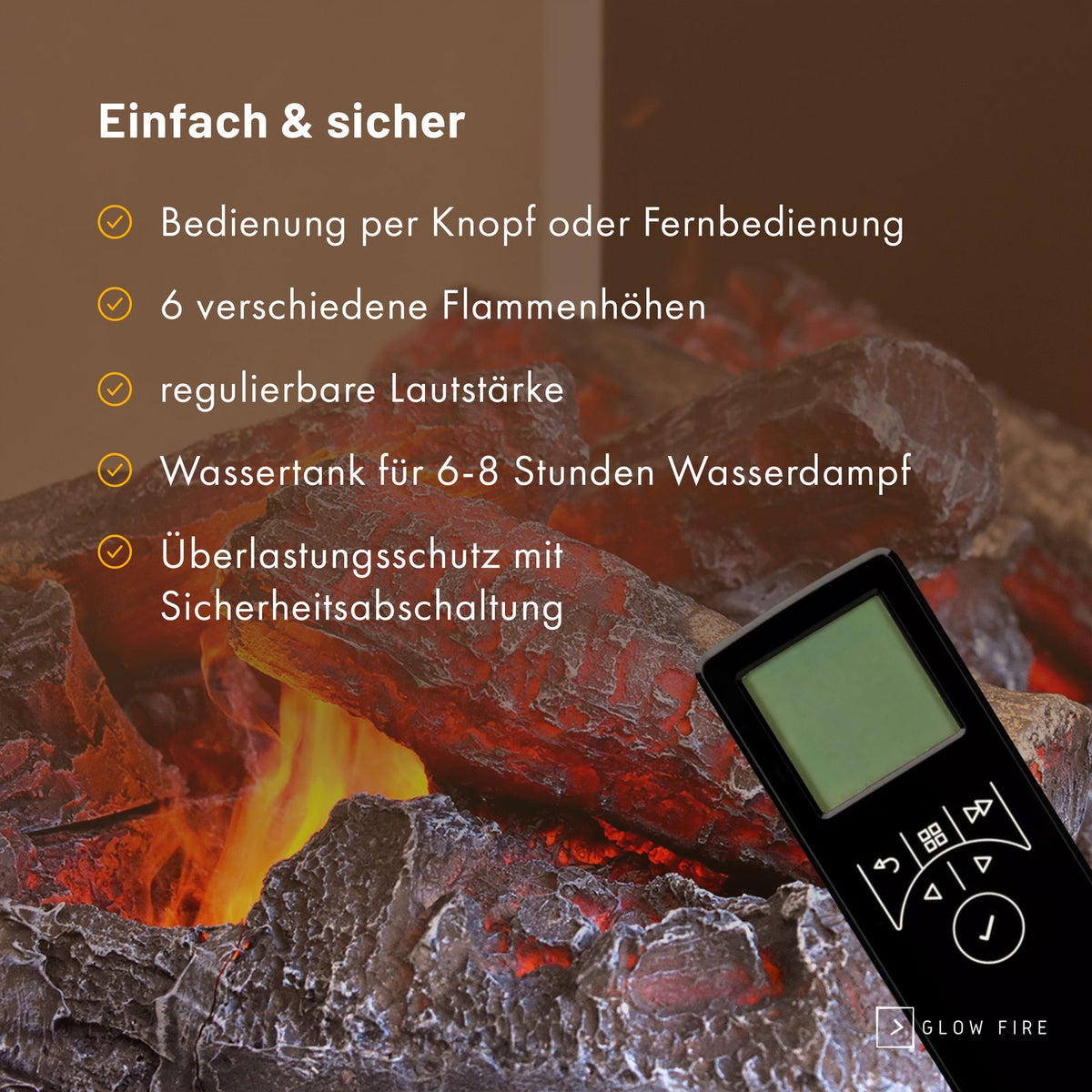 GLOW FIRE Elektrische haard 'Beethoven' | Waterdamphaard met OMC 600 inclusief hout in de kleur wit als roomdivider | HxBxD: 120x60x50 cm