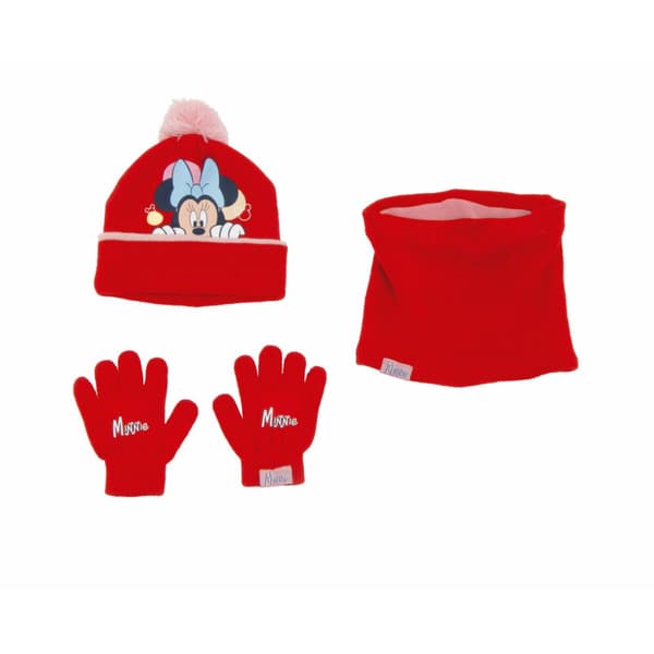Hatt, Hansker og Nakkevarmer Minnie Mouse Lucky Rød