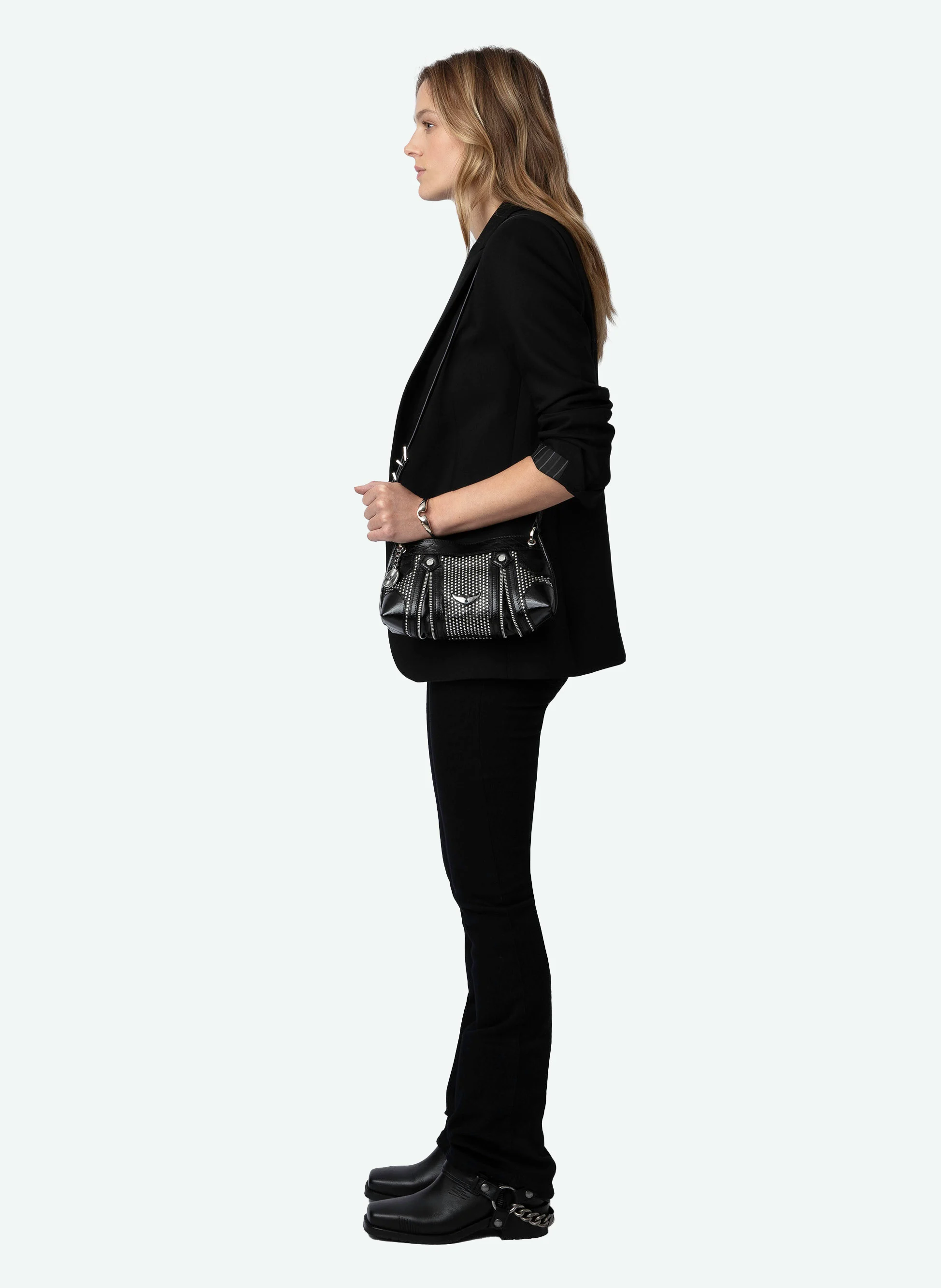 SUNNY MOOD - Sac bandoulière en cuir vernis | Noir