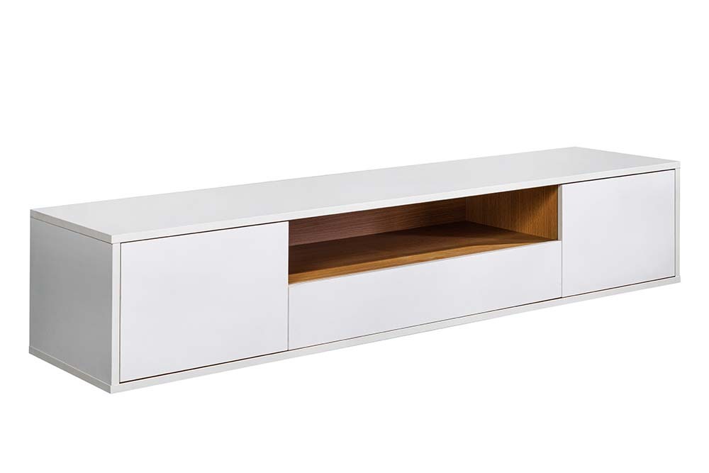 Hängendes TV-Board LOFT 150cm weiß natur fünf Fächer mit Schublade