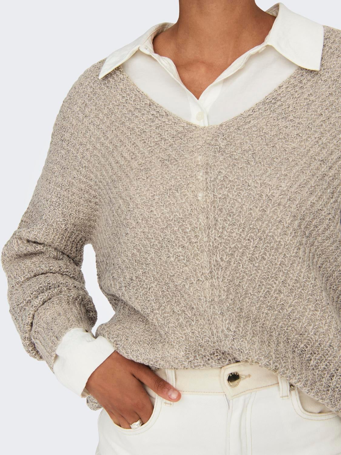JDYNEW Strickpullover Cement