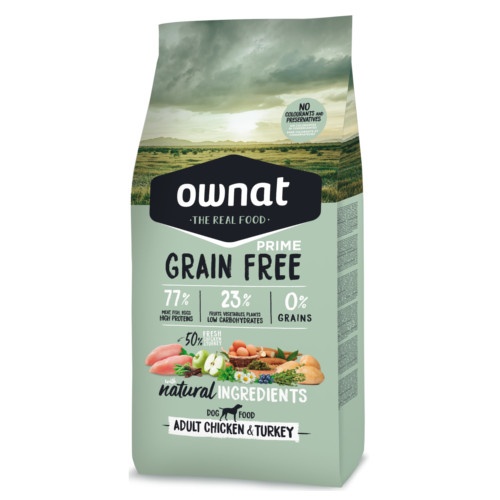 Ração Ownat Grain Free para Cães Adultos com Frango e Peru
