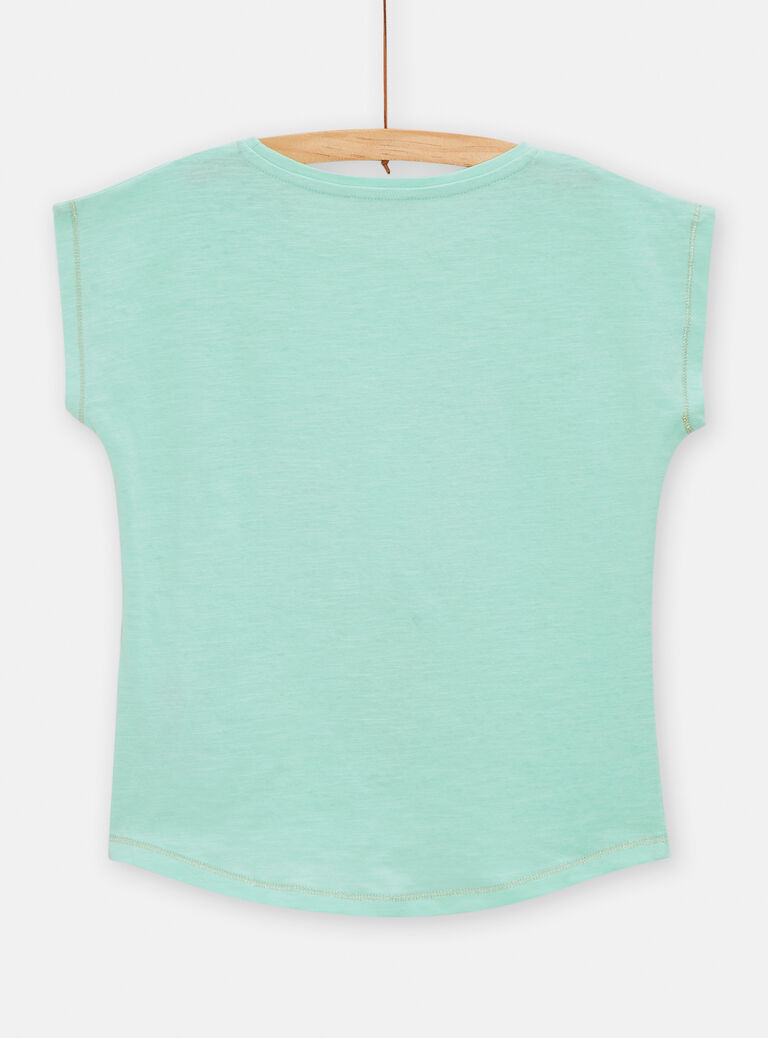 T-shirt couleur vert d'eau animation glace pour fille
