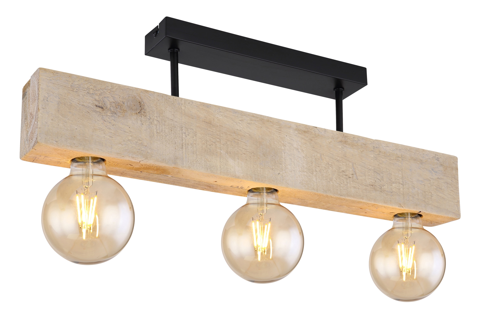 GLOBO Retrofit Deckenlampe ADALIE 60 cm schwarz /Holz