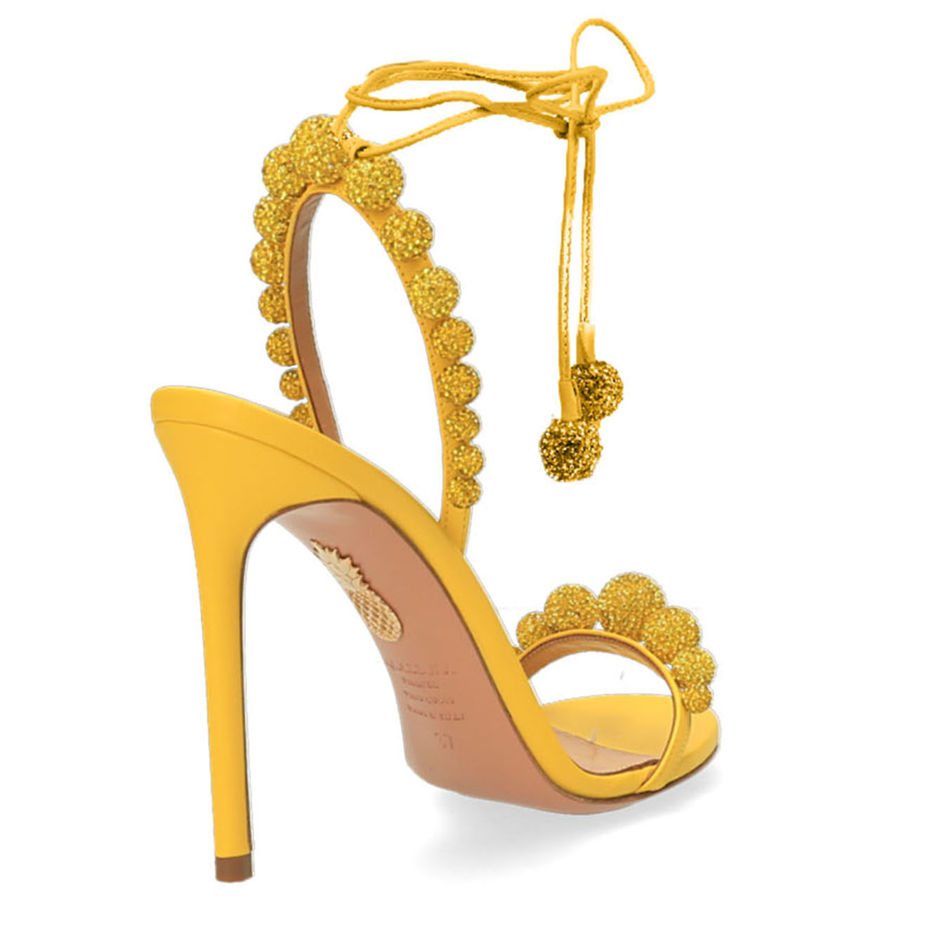 Aquazzura Sandales en Cuir Disco Dancer jaunes - Talon 10.5 cm